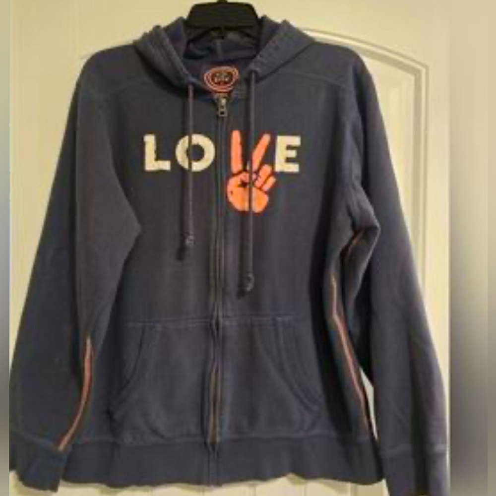 LIFE IS GOOD SIZE L~PEACE SIGN LOVE ZIP UP SWEATSHIRT JACKET ~HOODIE TOP SHIRT - Picture 3 of 12